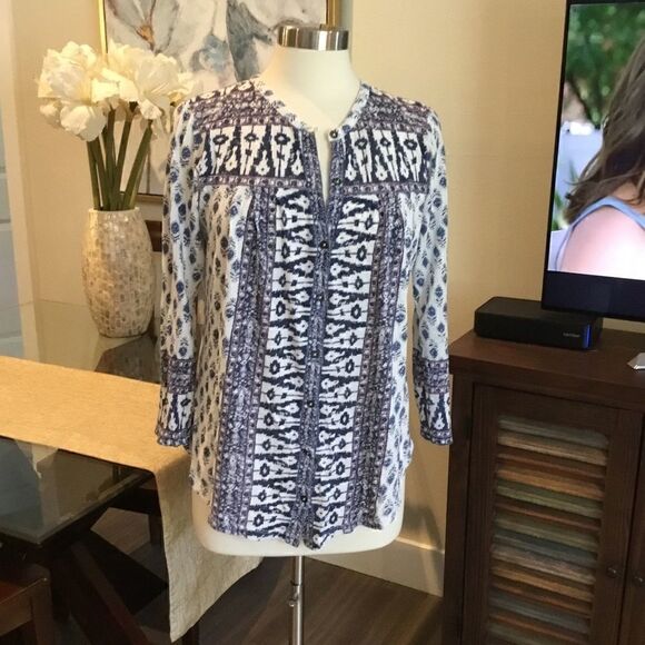 LUCKY BRAND BUTTON DOWN BLOUSE TOP M LONG SLEEVES - Picture 6 of 9